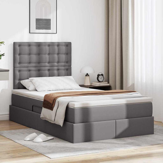 vidaXL Κρεβάτι Αποθήκης με κεφαλάρι Γκρι 120 x 200 cm Τεχνητό Δέρμα