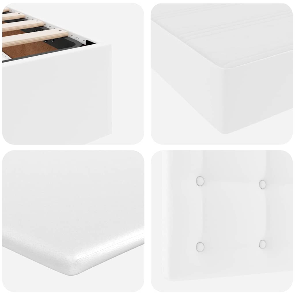 vidaXL Κρεβάτι Αποθήκης Καθαρό Λευκό 140 x 200 cm Τεχνητό Δέρμα