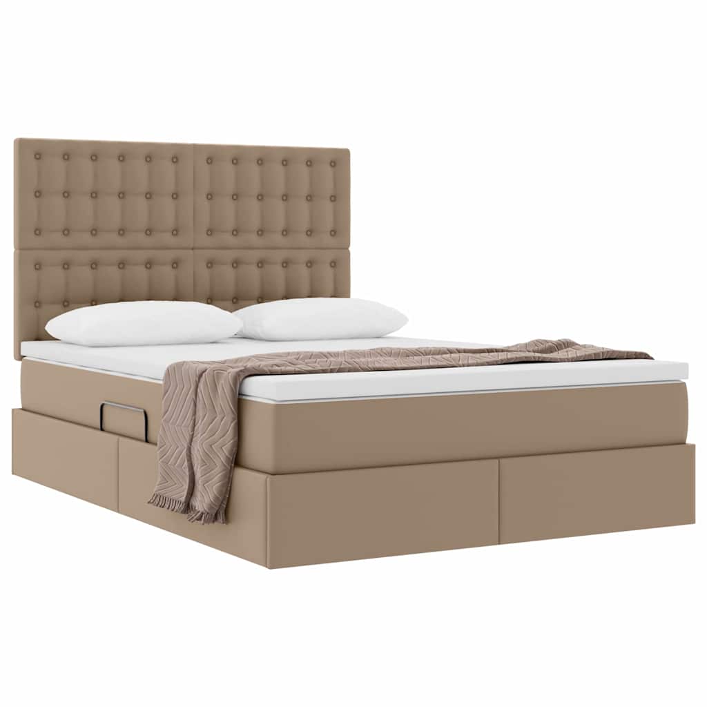 vidaXL Κρεβάτι Αποθήκης Καπουτσίνο 140 x 200 cm Τεχνητό Δέρμα