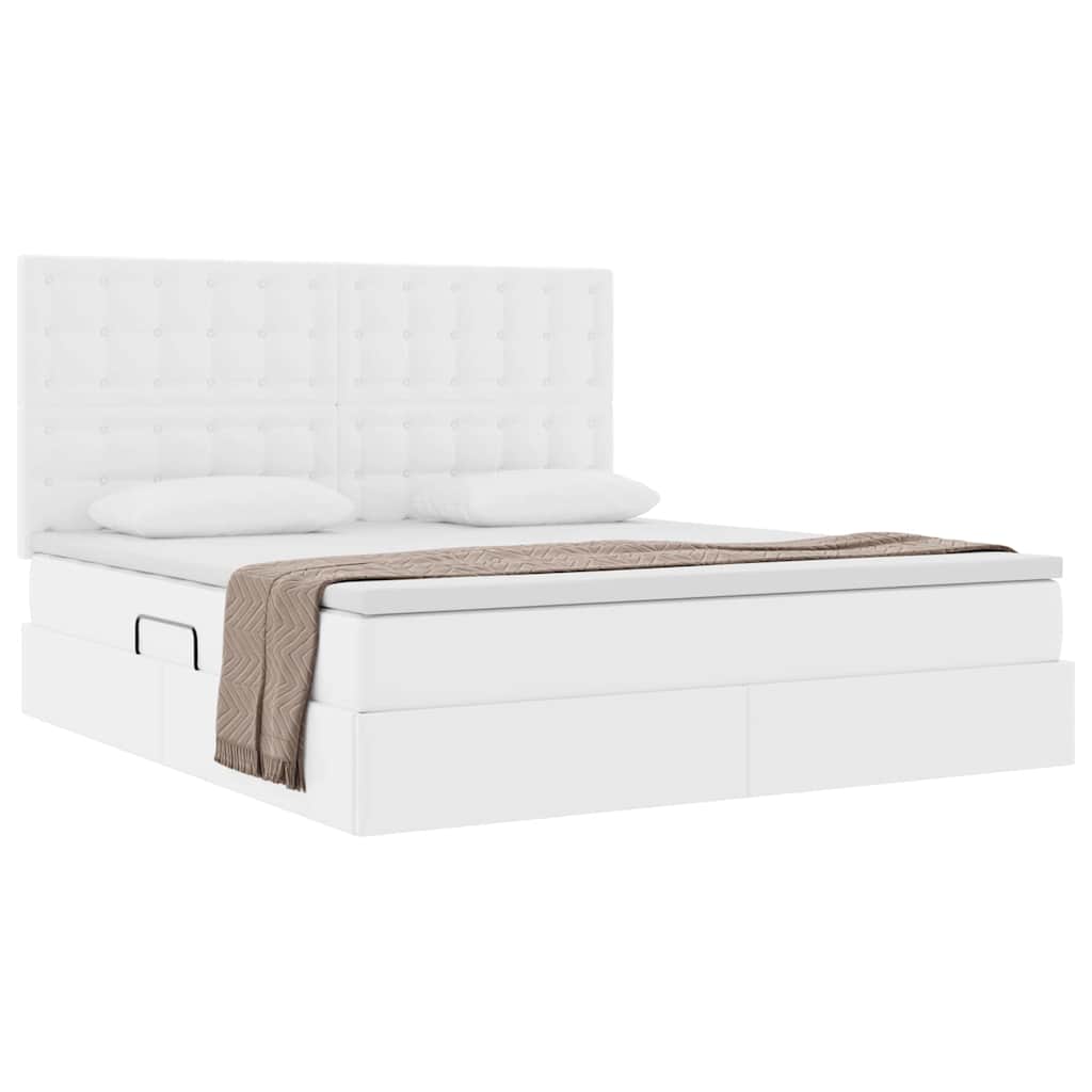 vidaXL Κρεβάτι Αποθήκης Καθαρό Λευκό 160 x 200 cm Τεχνητό Δέρμα