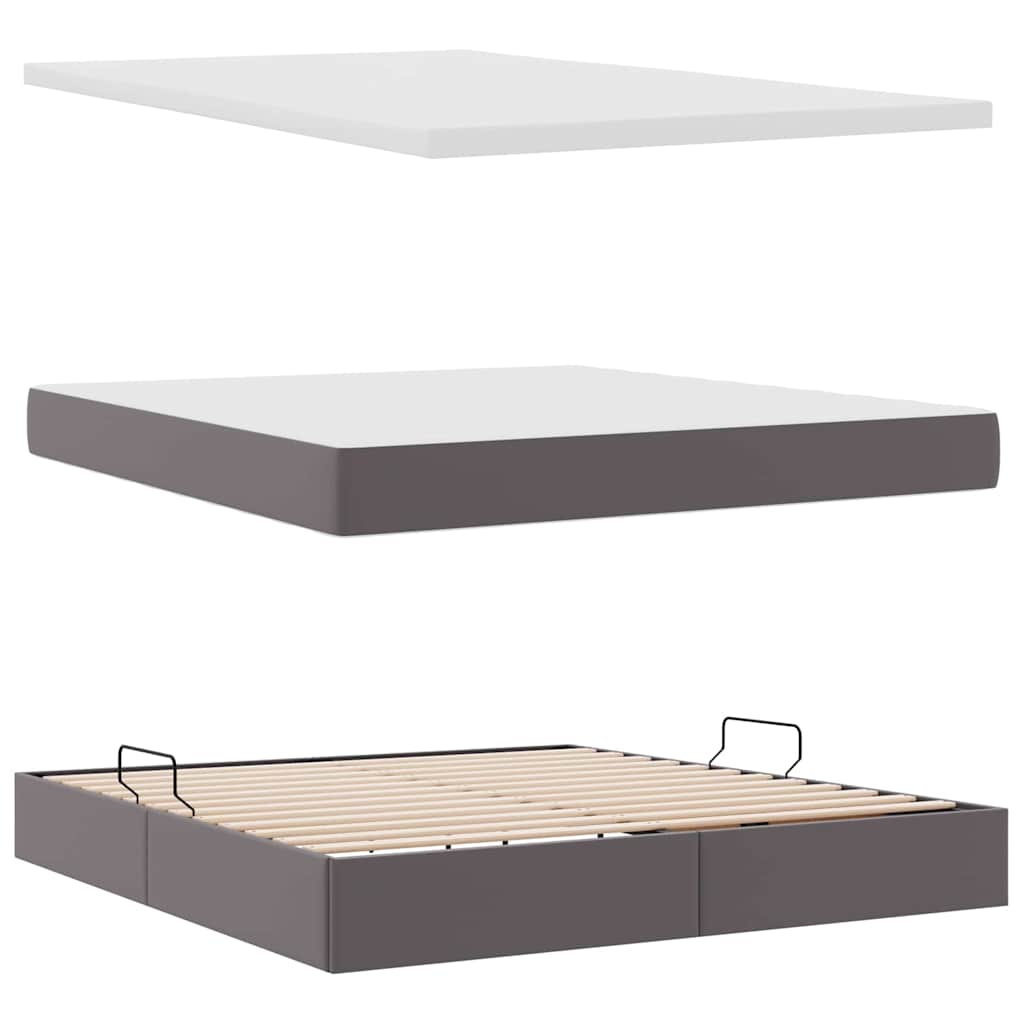 vidaXL Κρεβάτι Αποθήκης με στρώμα Γκρι 160 x 200 cm Τεχνητό Δέρμα