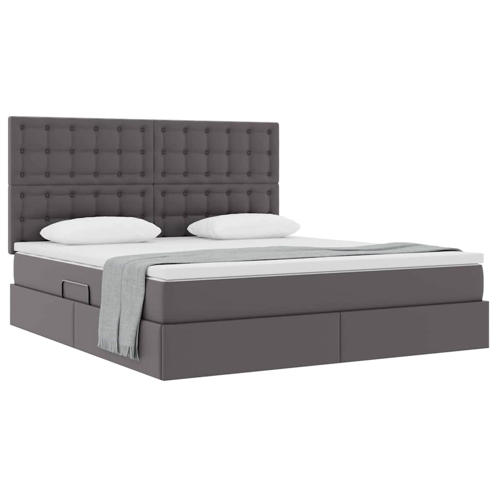vidaXL Κρεβάτι Αποθήκης με στρώμα Γκρι 160 x 200 cm Τεχνητό Δέρμα