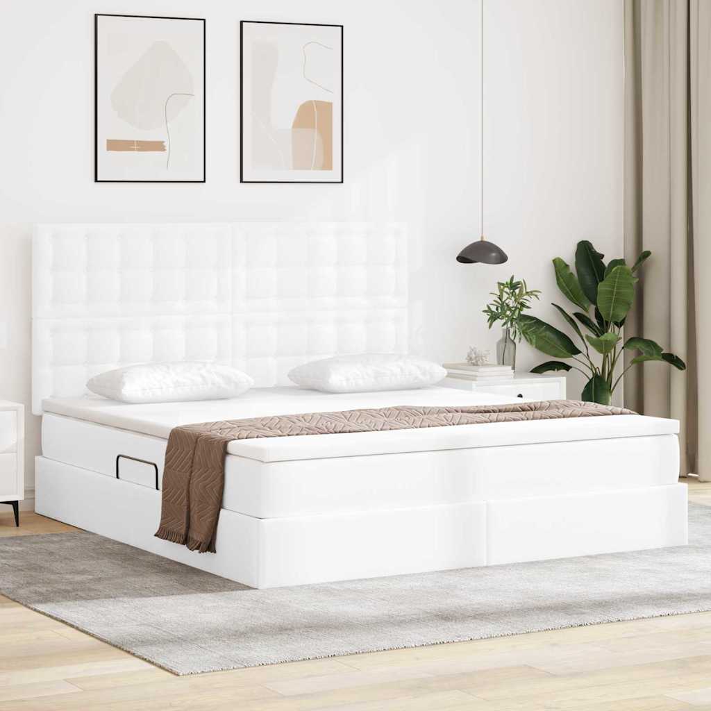 vidaXL Κρεβάτι Αποθήκης Καθαρό Λευκό 180 x 200 cm Τεχνητό Δέρμα