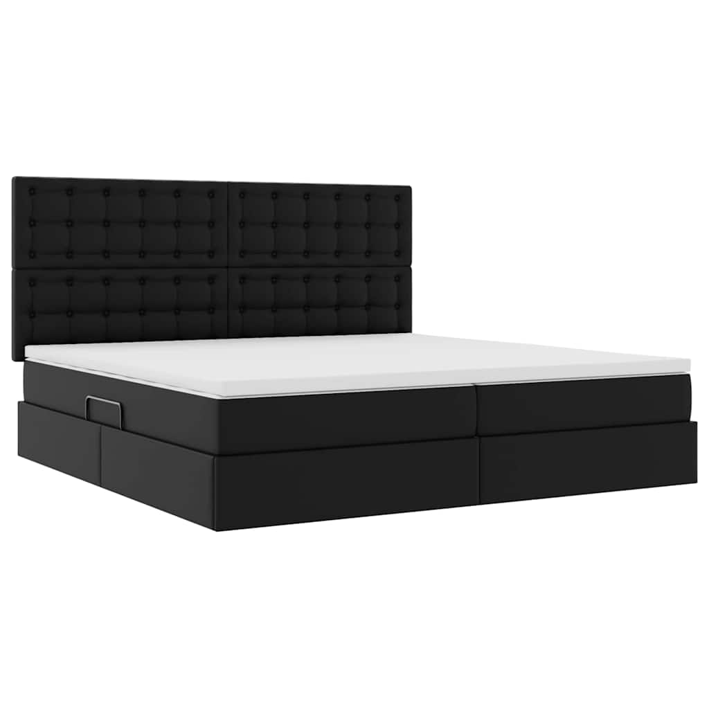 vidaXL Κρεβάτι Αποθήκης με στρώμα Μαύρο 200 x 200 cm Τεχνητό Δέρμα