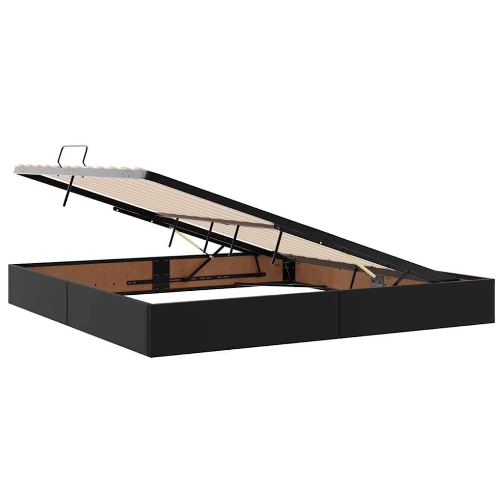 vidaXL Κρεβάτι Αποθήκης με στρώμα Μαύρο 200 x 200 cm Τεχνητό Δέρμα