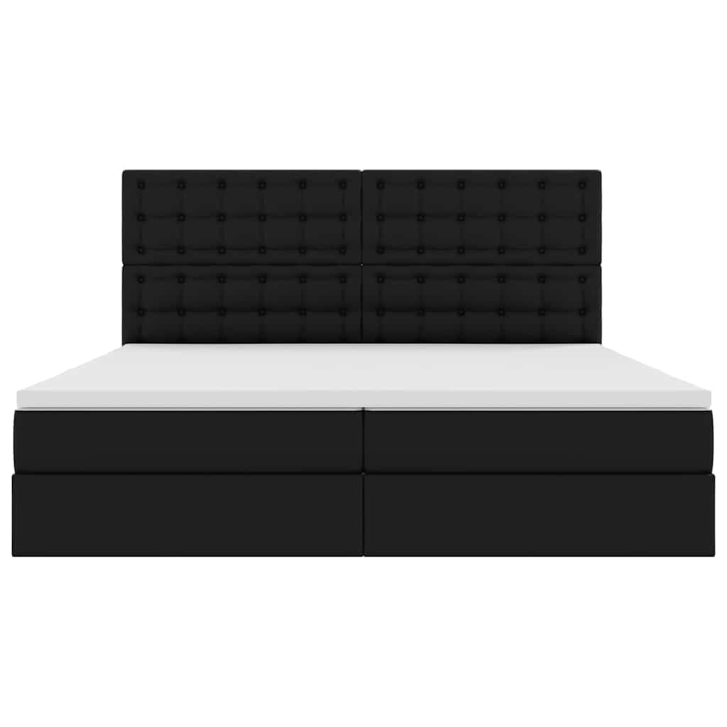 vidaXL Κρεβάτι Αποθήκης με στρώμα Μαύρο 200 x 200 cm Τεχνητό Δέρμα