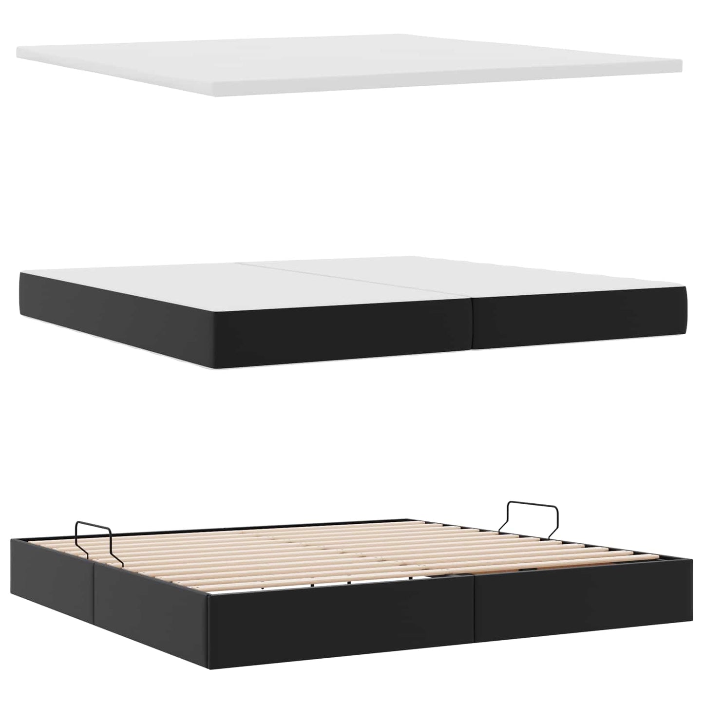 vidaXL Κρεβάτι Αποθήκης με στρώμα Μαύρο 200 x 200 cm Τεχνητό Δέρμα