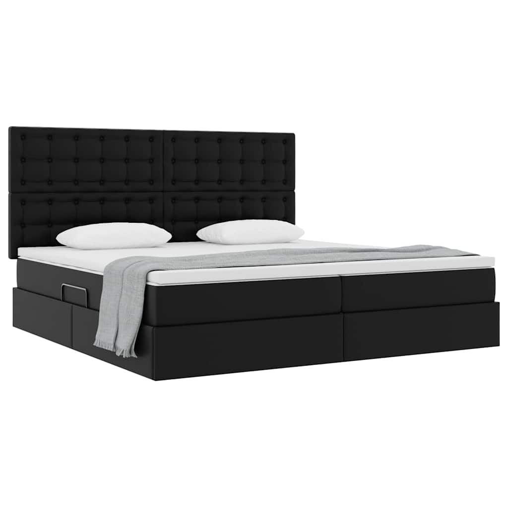 vidaXL Κρεβάτι Αποθήκης με στρώμα Μαύρο 200 x 200 cm Τεχνητό Δέρμα