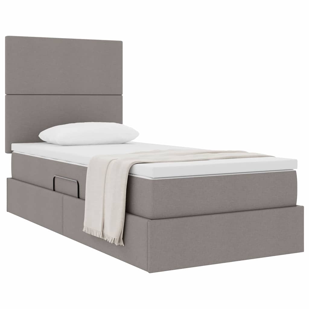 vidaXL Κρεβάτι με αποθηκευτικό χώρο και στρώμα Taupe 100 x 200 cm