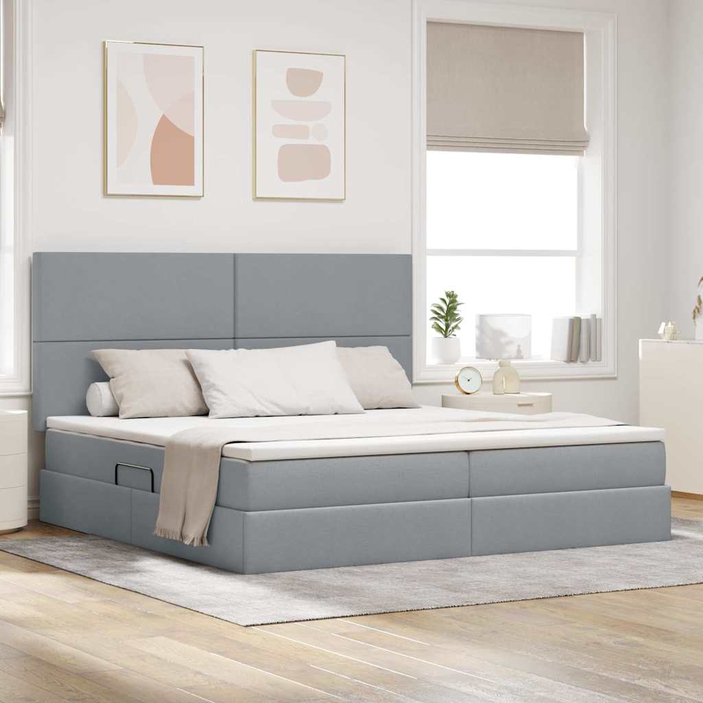 vidaXL Κρεβάτι με αποθηκευτικό χώρο και στρώμα Ανοιχτό γκρι ύφασμα