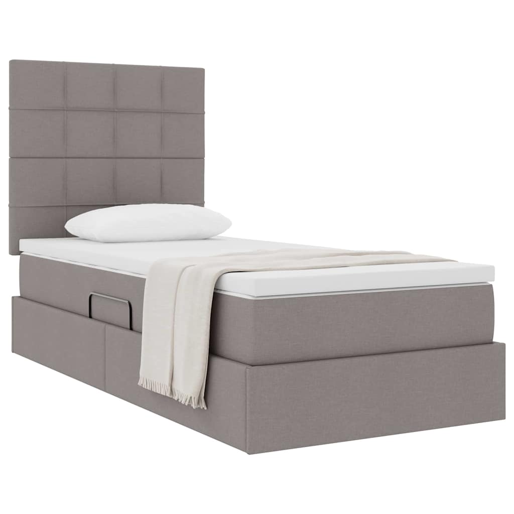 vidaXL Κρεβάτι με αποθηκευτικό χώρο και στρώμα Taupe 100 x 200 cm