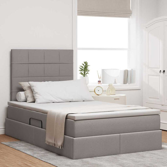 vidaXL Κρεβάτι με αποθηκευτικό χώρο και στρώμα Taupe 120 x 200 cm