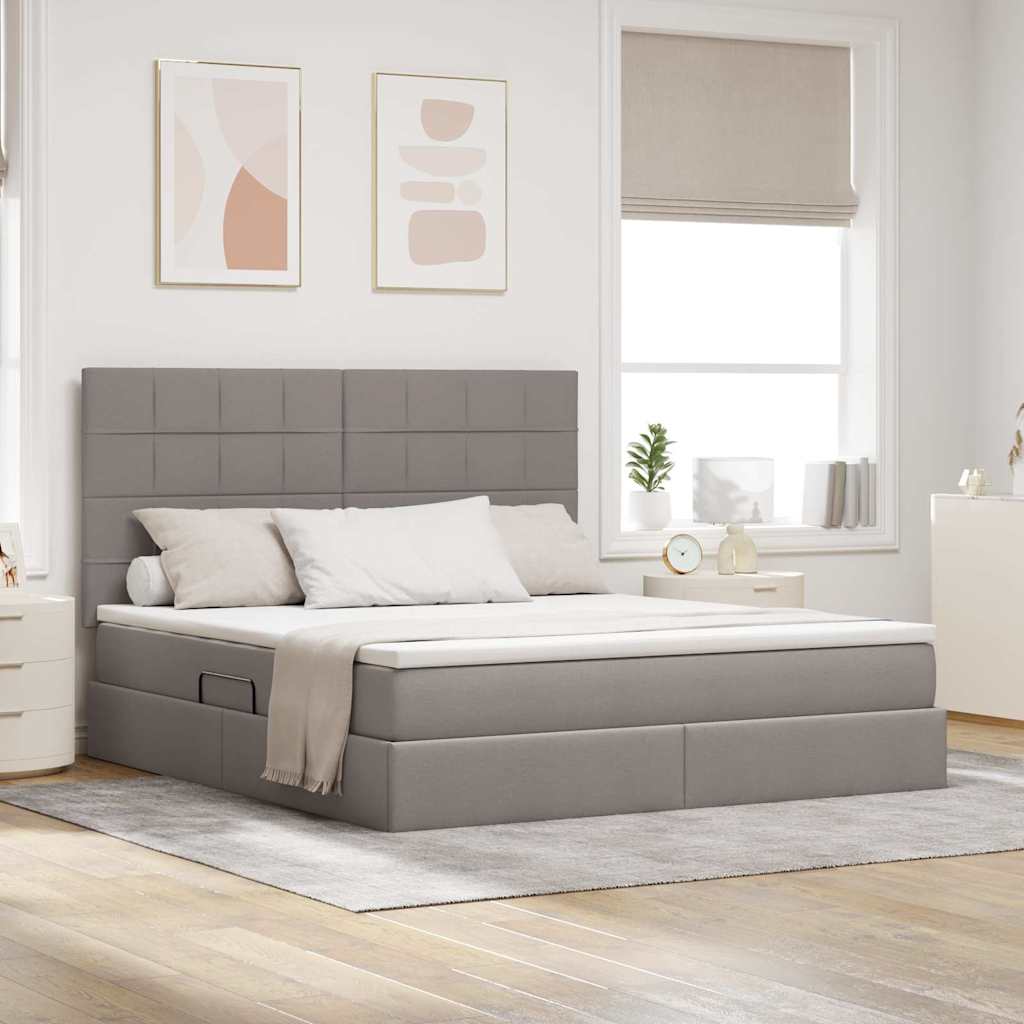 vidaXL Κρεβάτι με αποθηκευτικό χώρο και στρώμα Taupe 160 x 200 cm