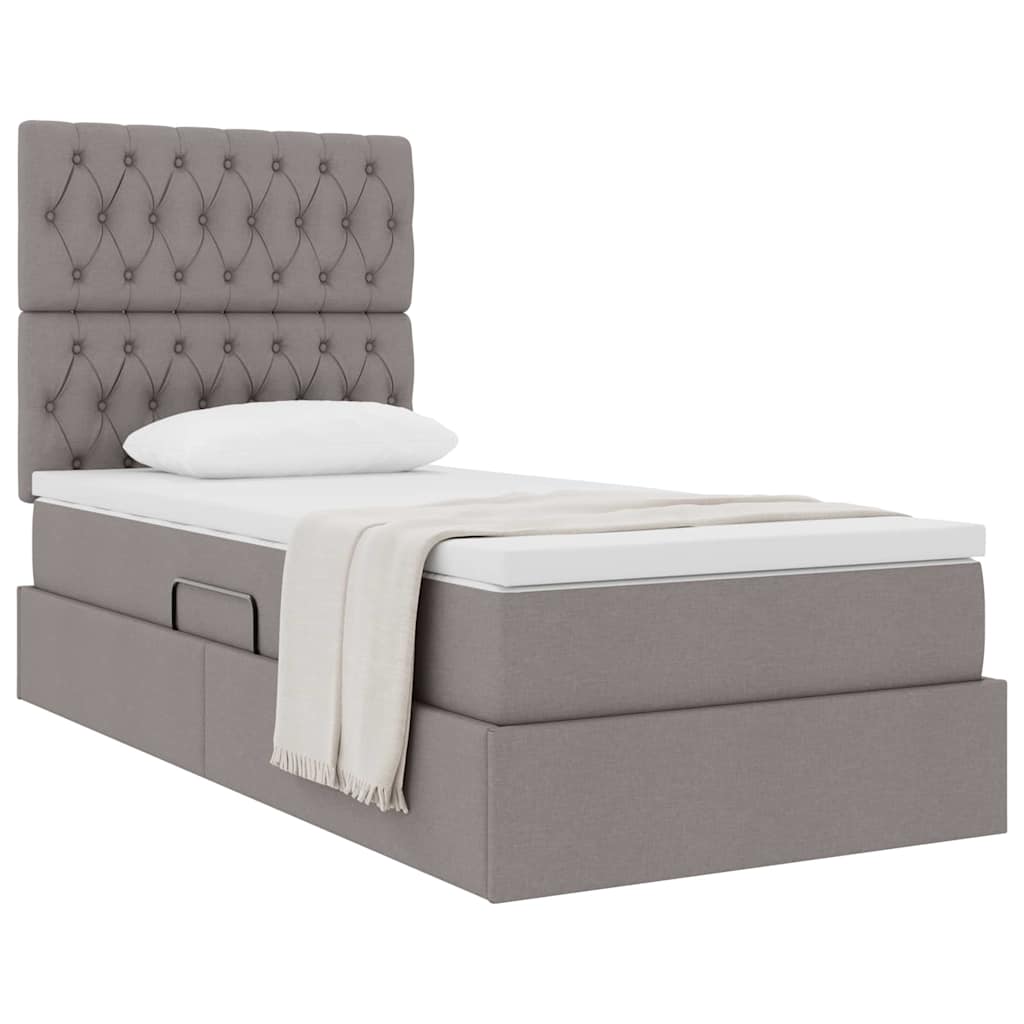 vidaXL Κρεβάτι με αποθηκευτικό χώρο και στρώμα Taupe 90 x 200 cm
