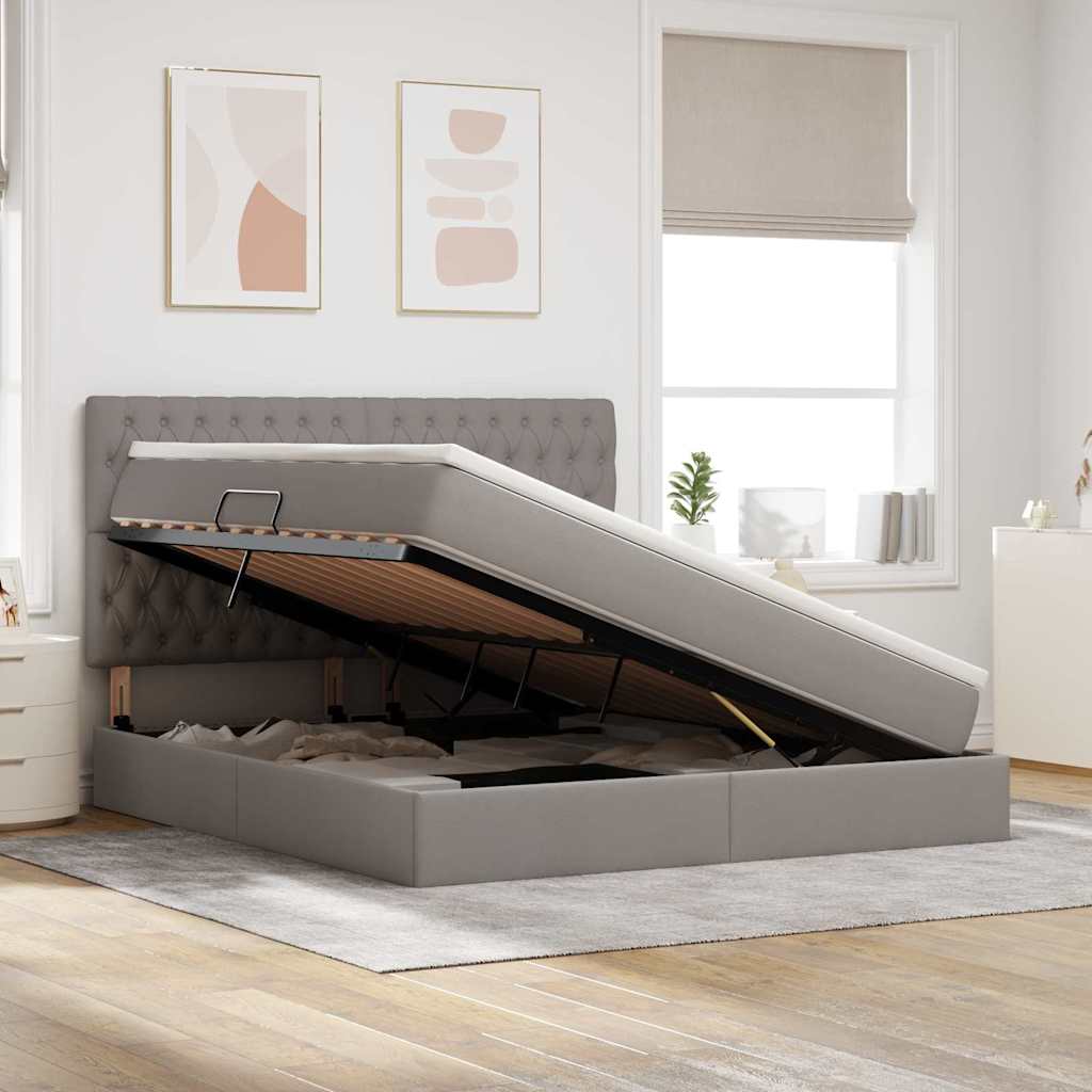 vidaXL Κρεβάτι με αποθηκευτικό χώρο και στρώμα Taupe 180 x 200 cm