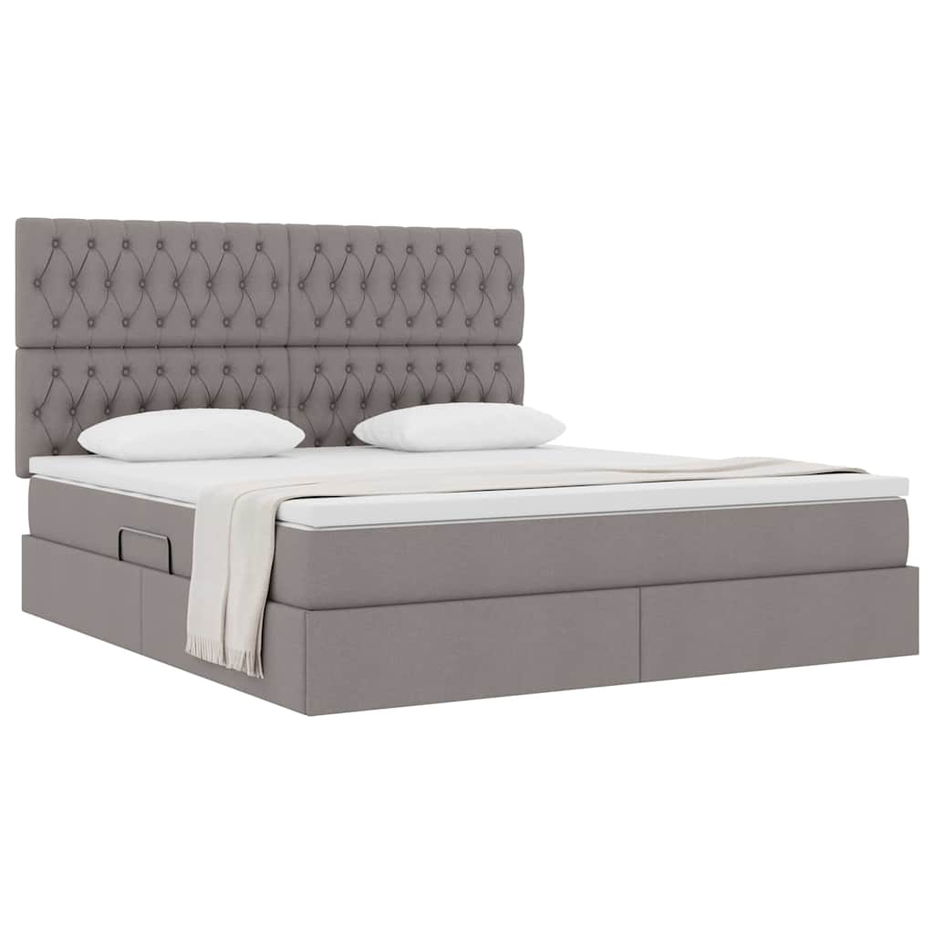 vidaXL Κρεβάτι με αποθηκευτικό χώρο και στρώμα Taupe 180 x 200 cm