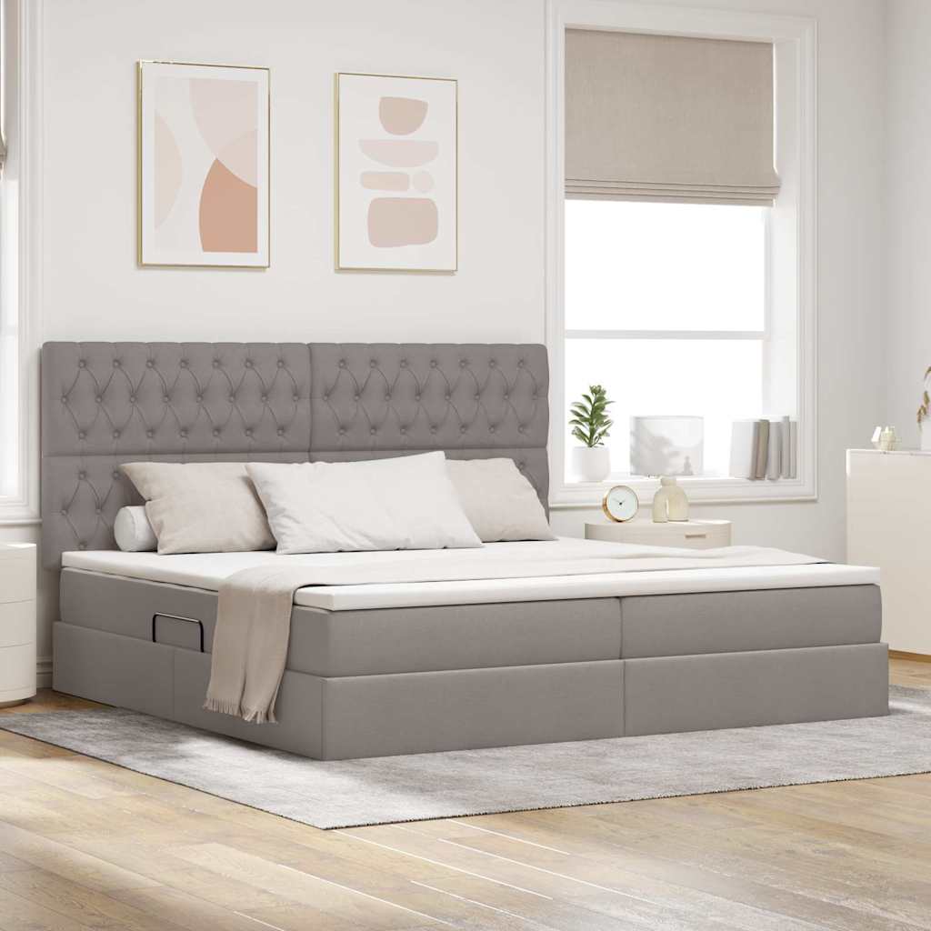 vidaXL Κρεβάτι με αποθηκευτικό χώρο και στρώμα Taupe 200 x 200 cm