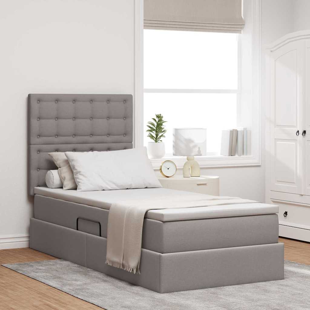vidaXL Κρεβάτι με αποθηκευτικό χώρο και στρώμα Taupe 90 x 190 cm