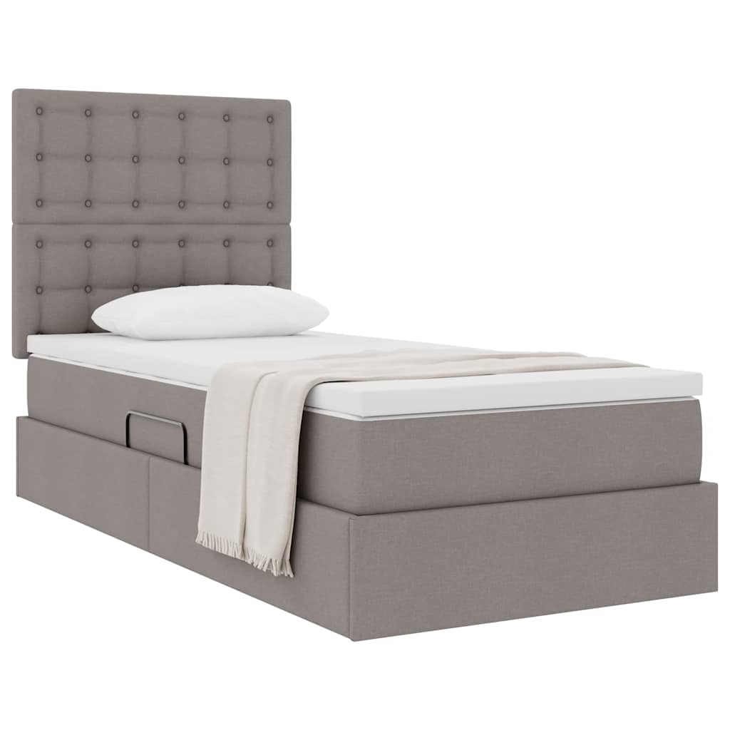 vidaXL Κρεβάτι με αποθηκευτικό χώρο και στρώμα Taupe 100 x 200 cm