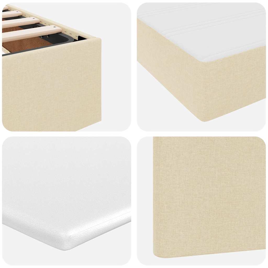 vidaXL Κρεβάτι Αποθήκης με κεφαλάρι Κρέμ 180 x 200 cm Ύφασμα