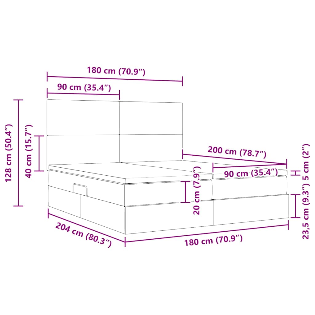vidaXL Κρεβάτι Αποθήκης με κεφαλάρι Κρέμ 180 x 200 cm Ύφασμα
