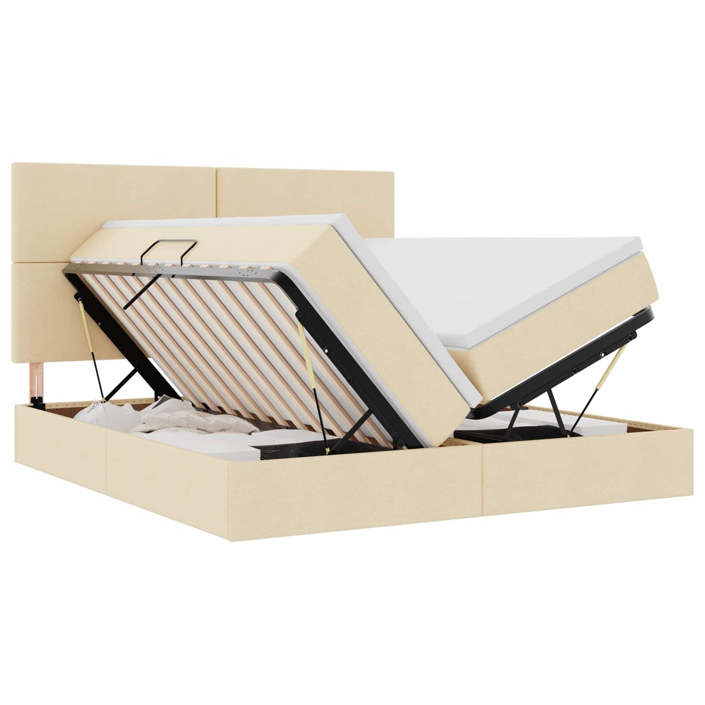 vidaXL Κρεβάτι Αποθήκης με κεφαλάρι Κρέμ 200 x 200 cm Τεχνητό Δέρμα
