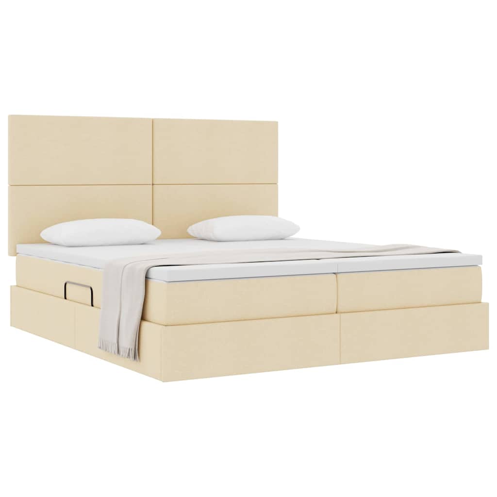 vidaXL Κρεβάτι Αποθήκης με κεφαλάρι Κρέμ 200 x 200 cm Τεχνητό Δέρμα