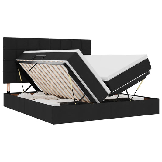 vidaXL Κρεβάτι Αποθήκης με στρώμα Μαύρο 180 x 200 cm Τεχνητό Δέρμα