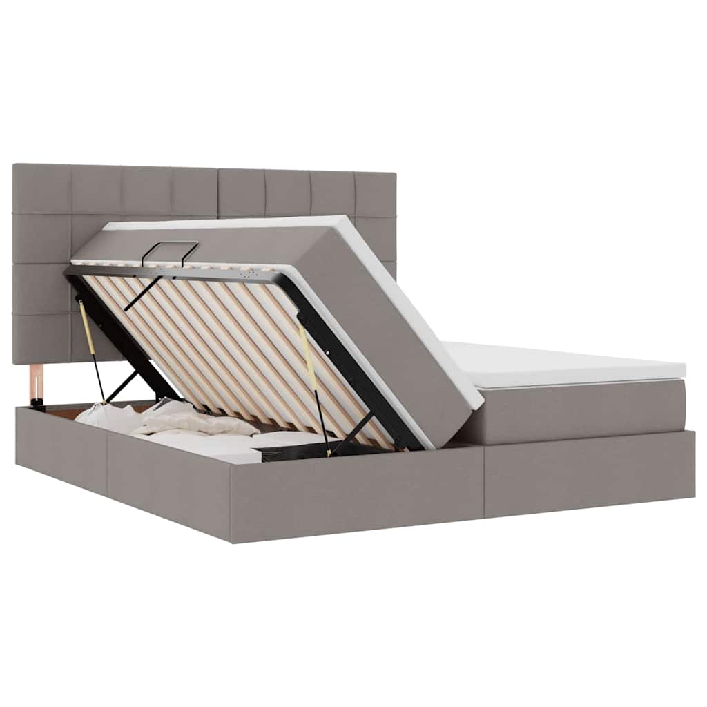 vidaXL Κρεβάτι Αποθήκης με κεφαλάρι Taupe 180 x 200 cm Ύφασμα