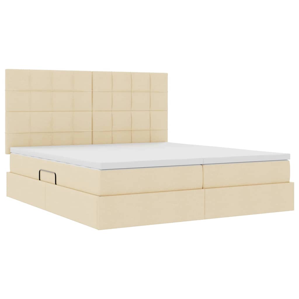 vidaXL Κρεβάτι Αποθήκης με κεφαλάρι Κρέμ 180 x 200 cm Ύφασμα
