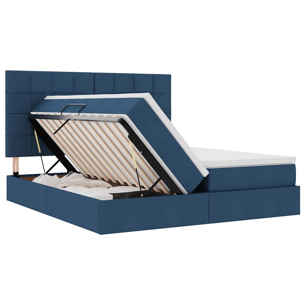 vidaXL Κρεβάτι Αποθήκης με στρώμα Μπλε 180 x 200 cm Τεχνητό Δέρμα