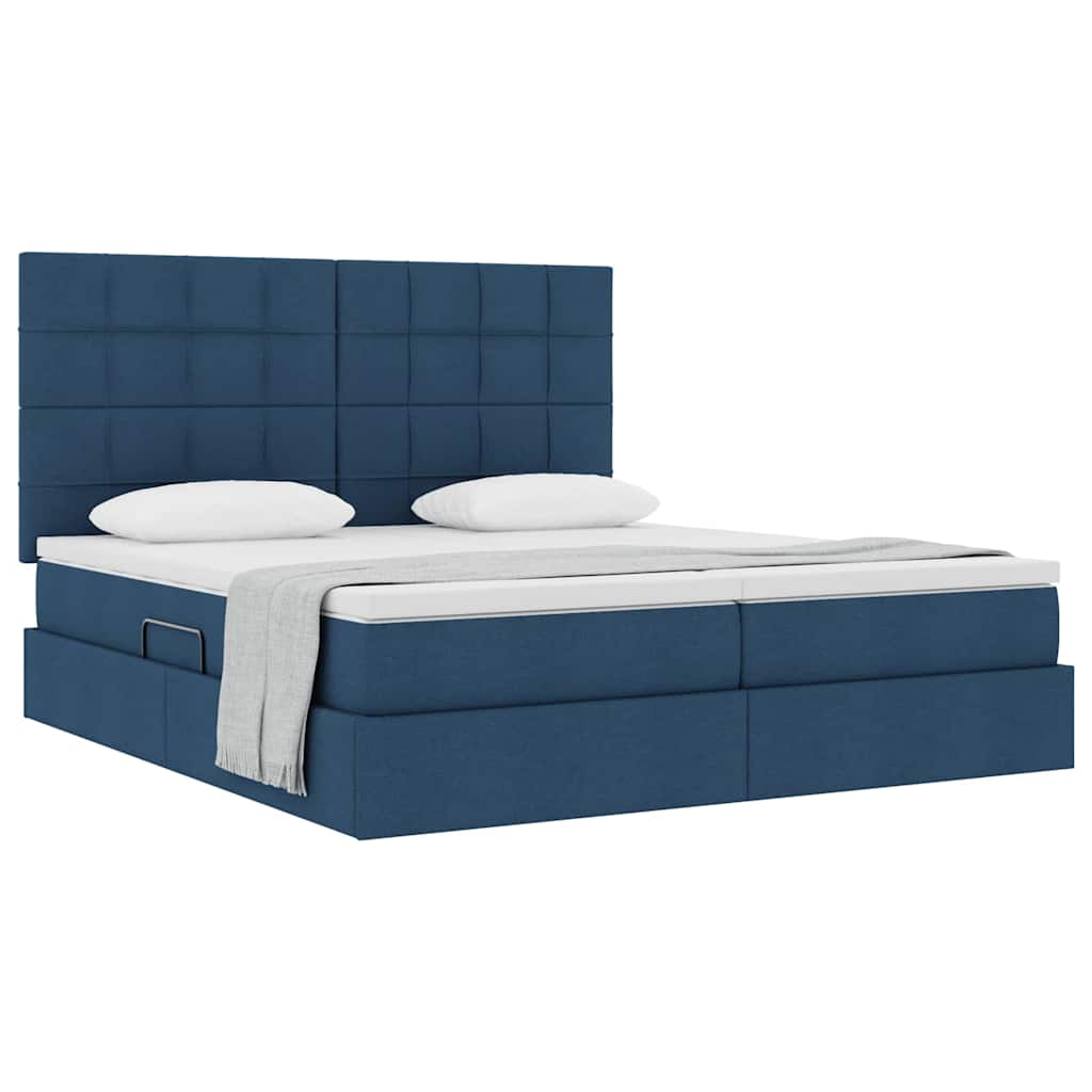 vidaXL Κρεβάτι Αποθήκης με στρώμα Μπλε 180 x 200 cm Τεχνητό Δέρμα