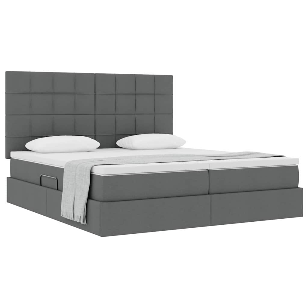 vidaXL Κρεβάτι Αποθήκης Σκούρο Γκρι 200 x 200 cm Τεχνητό Δέρμα