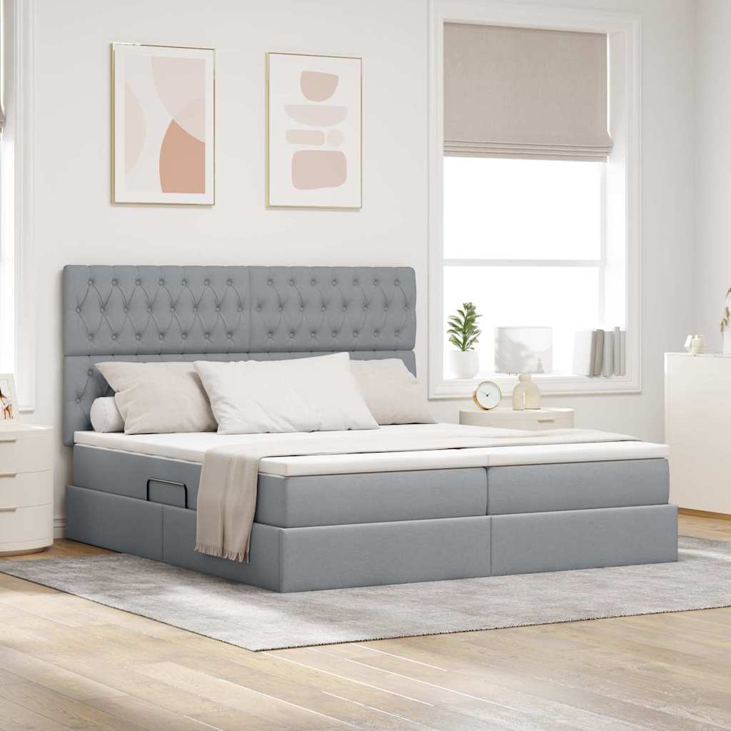 vidaXL Κρεβάτι Αποθήκης Ανοιχτό γκρι 180 x 200 cm Τεχνητό Δέρμα