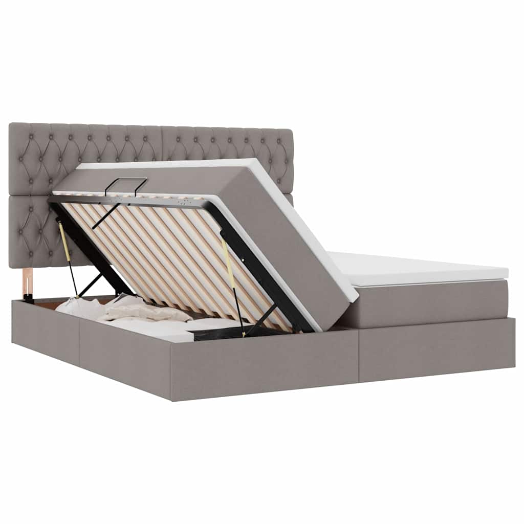 vidaXL Κρεβάτι Αποθήκης με κεφαλάρι Taupe 180 x 200 cm Τεχνητό Δέρμα