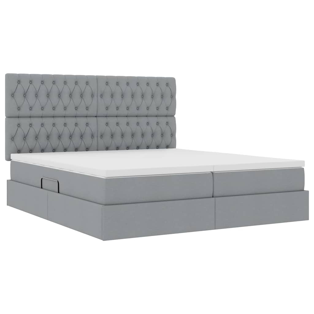 vidaXL Κρεβάτι Αποθήκης Ανοιχτό γκρι 200 x 200 cm Τεχνητό Δέρμα