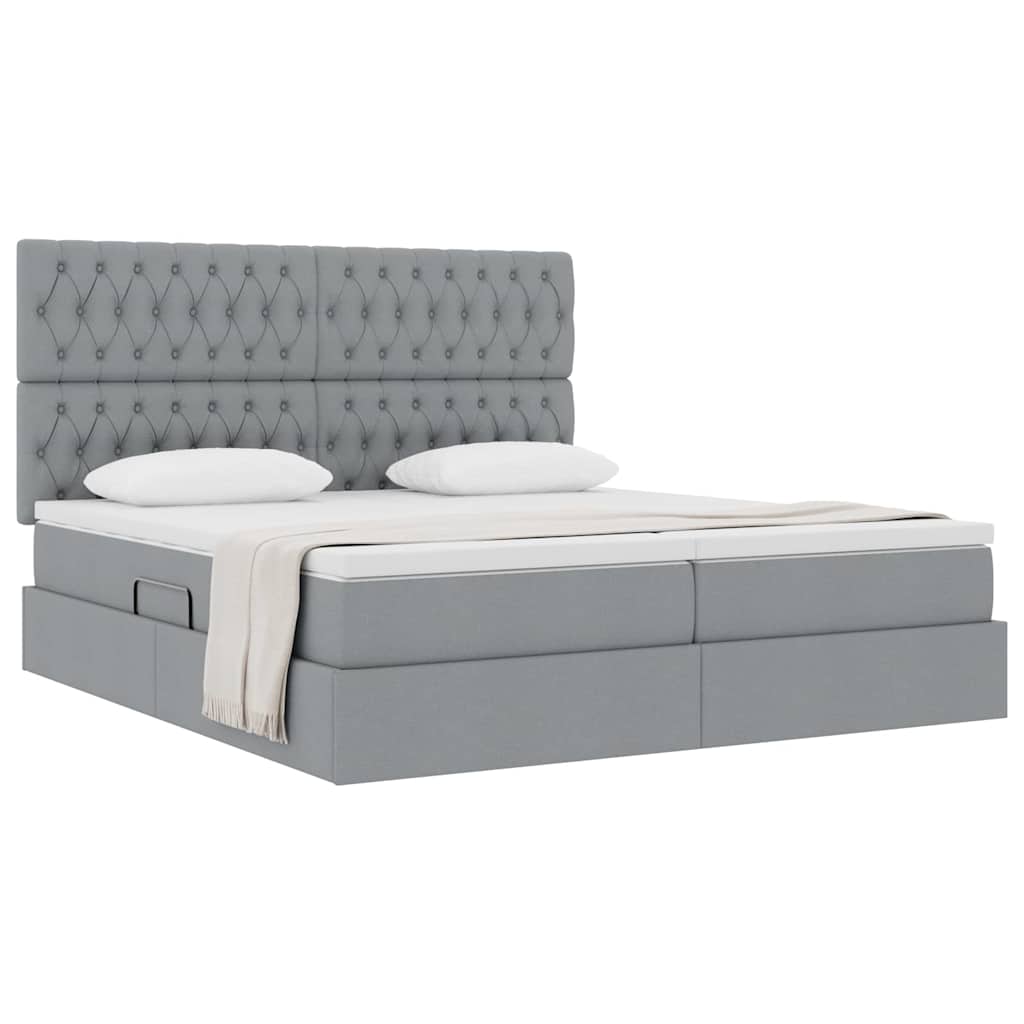 vidaXL Κρεβάτι Αποθήκης Ανοιχτό γκρι 200 x 200 cm Τεχνητό Δέρμα