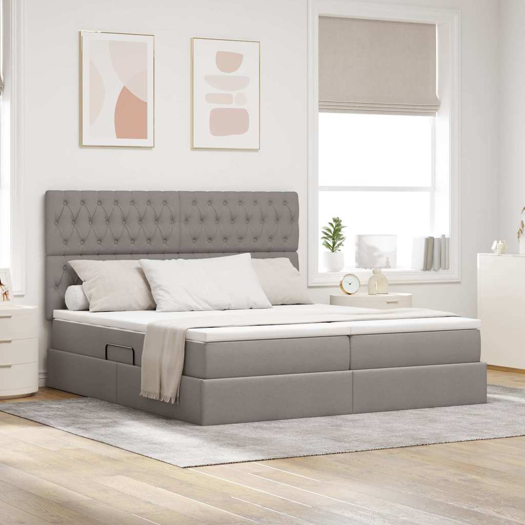 vidaXL Κρεβάτι Αποθήκης με στρώμα Taupe 200 x 200 cm Τεχνητό Δέρμα