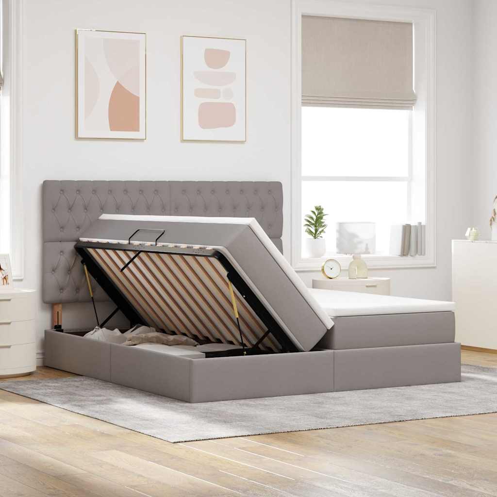 vidaXL Κρεβάτι Αποθήκης με στρώμα Taupe 200 x 200 cm Τεχνητό Δέρμα