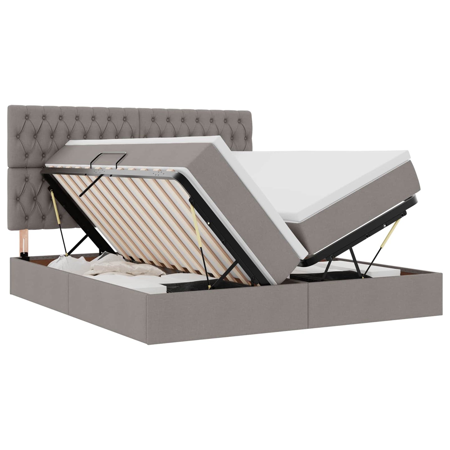 vidaXL Κρεβάτι Αποθήκης με στρώμα Taupe 200 x 200 cm Τεχνητό Δέρμα
