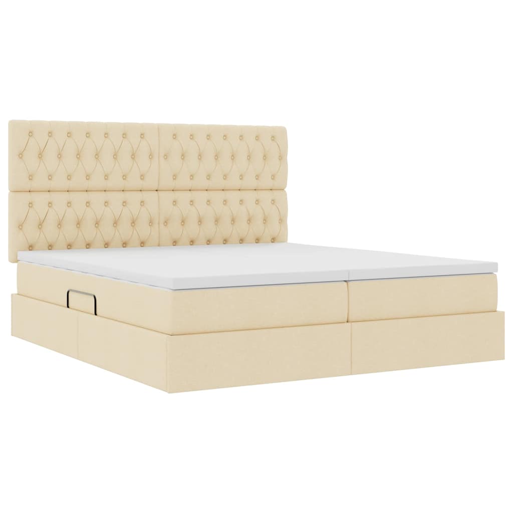 vidaXL Κρεβάτι Αποθήκης με κεφαλάρι Κρέμ 200 x 200 cm Τεχνητό Δέρμα