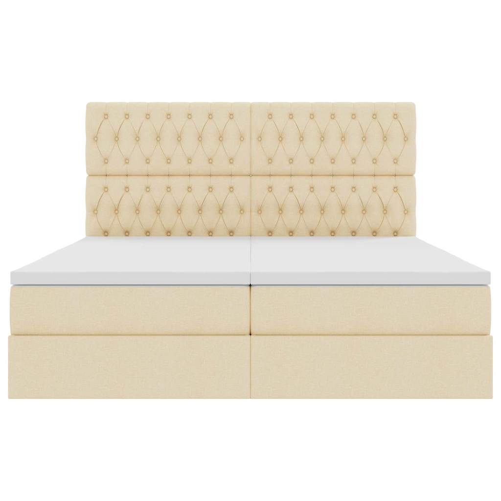 vidaXL Κρεβάτι Αποθήκης με κεφαλάρι Κρέμ 200 x 200 cm Τεχνητό Δέρμα