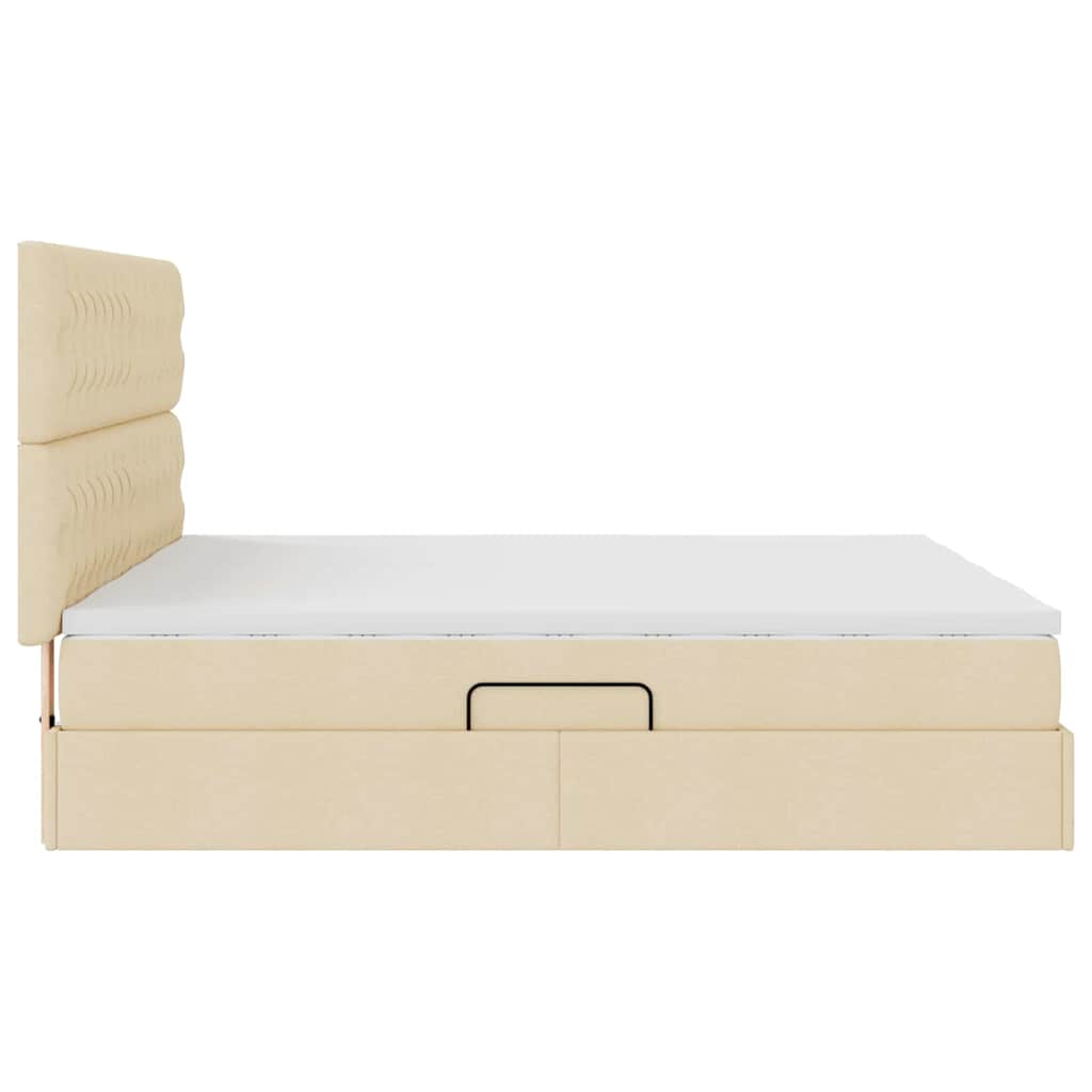 vidaXL Κρεβάτι Αποθήκης με κεφαλάρι Κρέμ 200 x 200 cm Τεχνητό Δέρμα