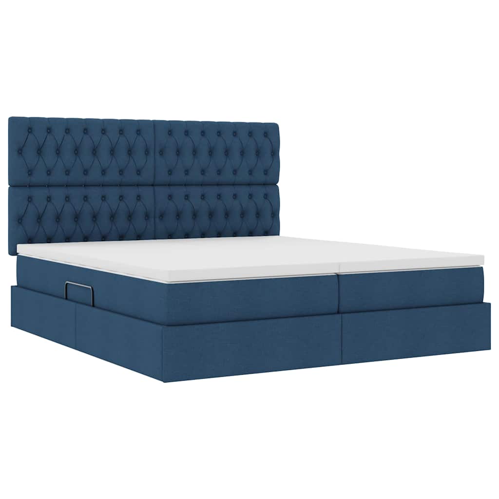 vidaXL Κρεβάτι Αποθήκης με κεφαλάρι Μπλε 200 x 200 cm Τεχνητό Δέρμα