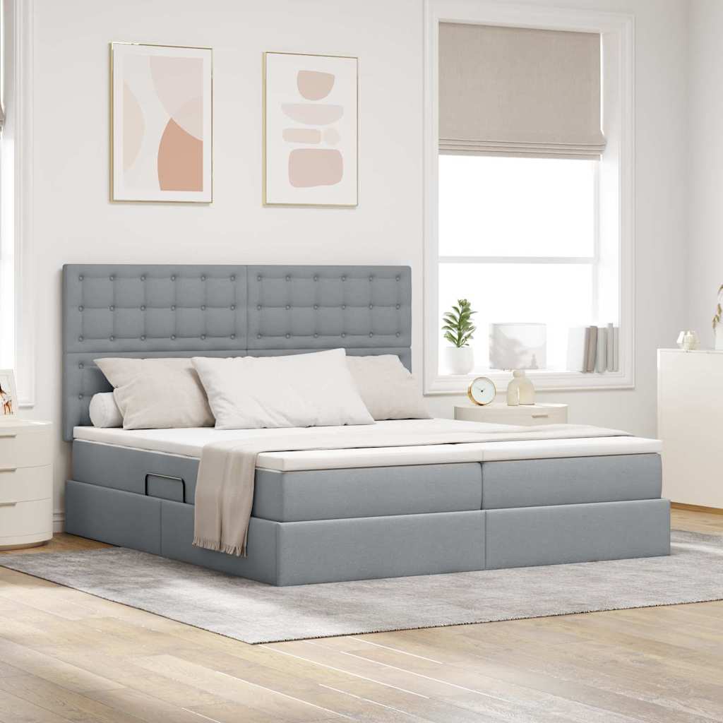 vidaXL Κρεβάτι Αποθήκης Ανοιχτό γκρι 180 x 200 cm Τεχνητό Δέρμα