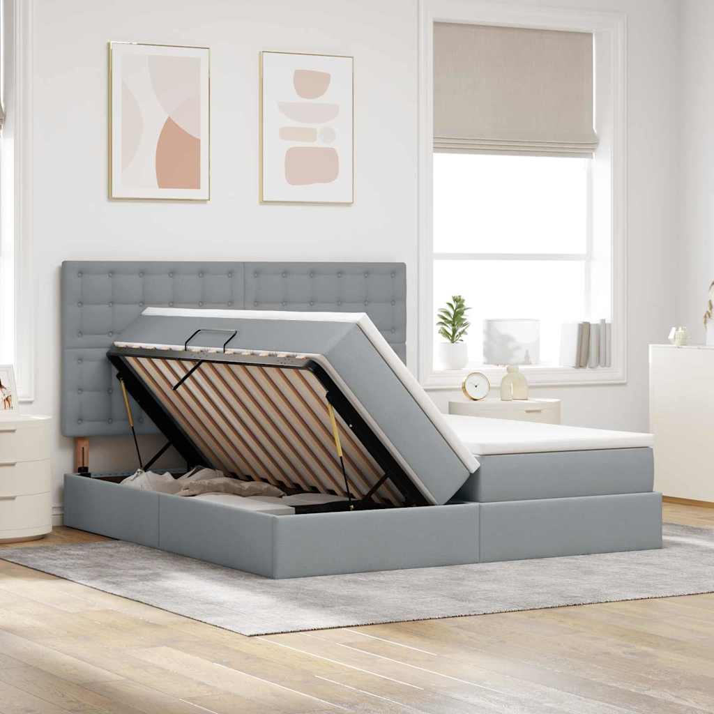 vidaXL Κρεβάτι Αποθήκης Ανοιχτό γκρι 180 x 200 cm Τεχνητό Δέρμα