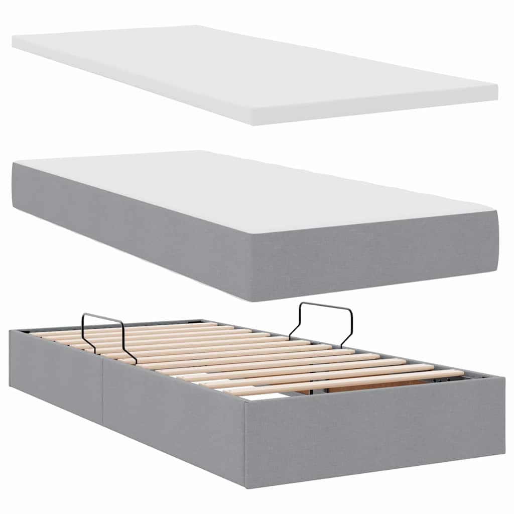 vidaXL Κρεβάτι Αποθήκης Ανοιχτό γκρι 180 x 200 cm Τεχνητό Δέρμα