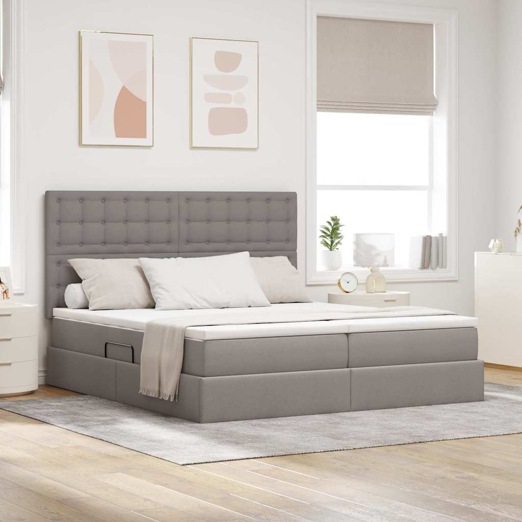 vidaXL Κρεβάτι Αποθήκης με κεφαλάρι Taupe 180 x 200 cm Ύφασμα
