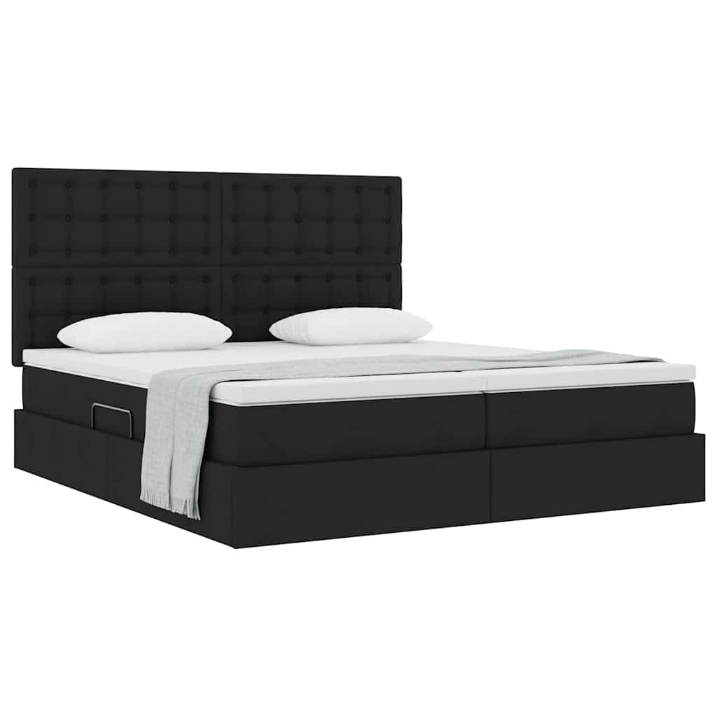 vidaXL Κρεβάτι Αποθήκης με στρώμα Μαύρο 200 x 200 cm Τεχνητό Δέρμα
