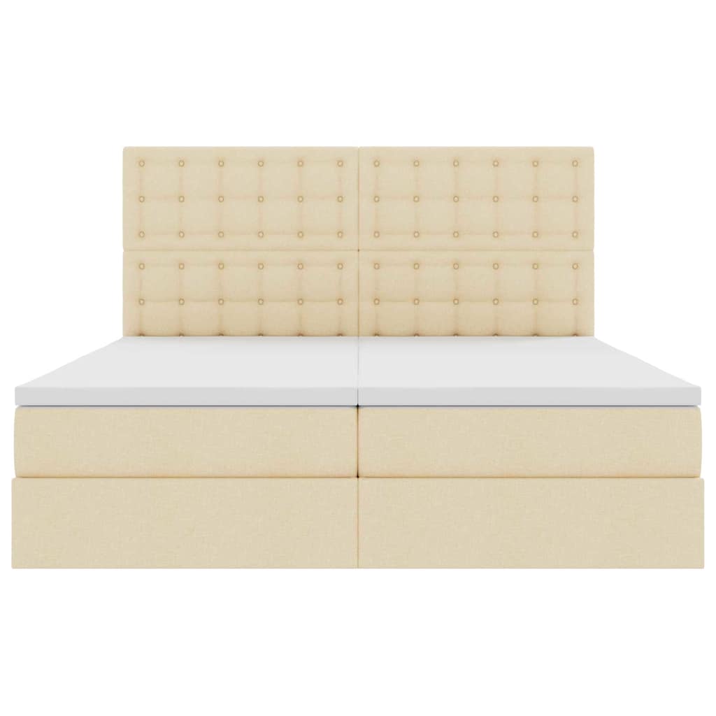 vidaXL Κρεβάτι Αποθήκης με κεφαλάρι Κρέμ 200 x 200 cm Ύφασμα